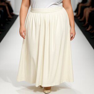 White Plus size maxi skirt